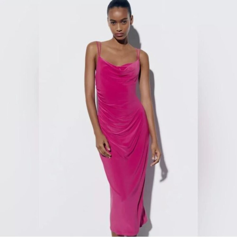 ZARA DRESS WITH DRAPED NECKLINE SIZE S 1165 134 630